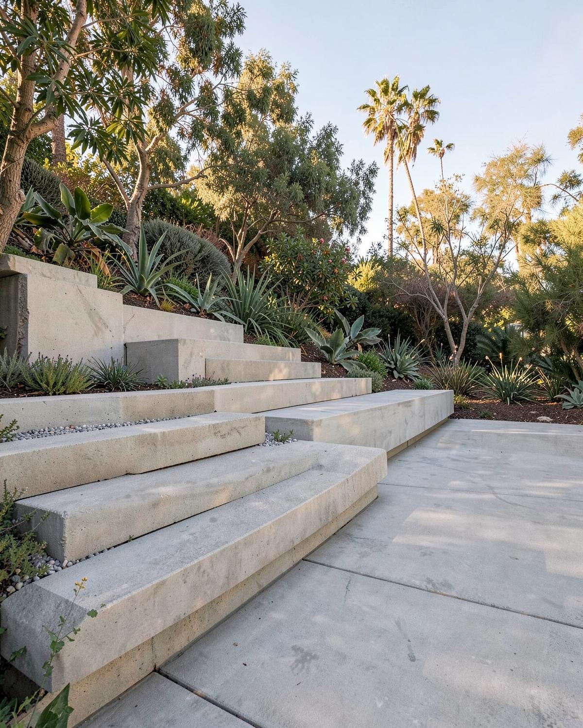 Custom concrete steps and patio